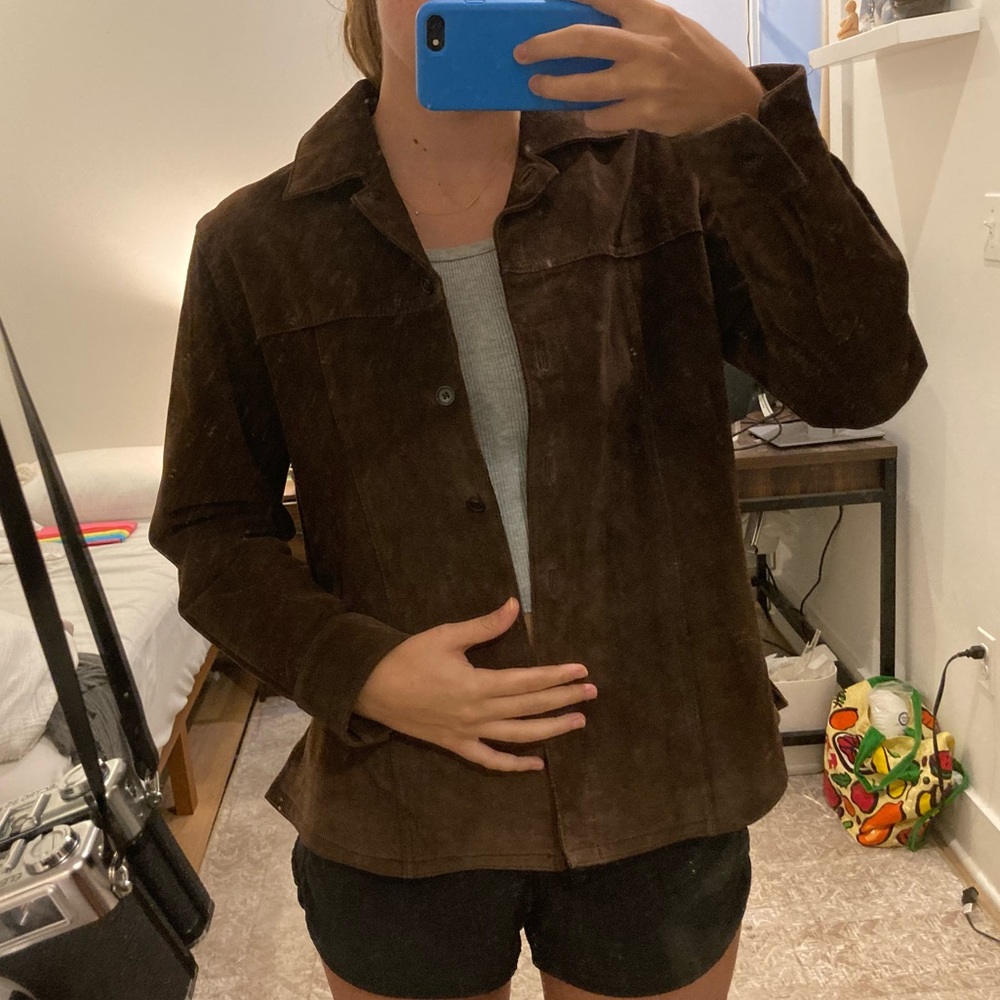 Brown Suede Button up
